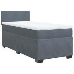 Vidaxl Box spring postelja z vzmetnico temno siva 100x200 cm žamet