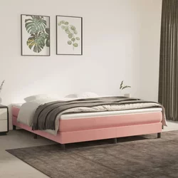vidaXL Box spring postelja z vzmetnico roza 180x200 cm žamet