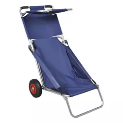 VIDAXL prenosni voziček / miza stol za na plažo, 3-v-1, moder