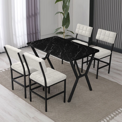 Hanah Home Trpezarijski sto i stolice Dubai, Krem-crni