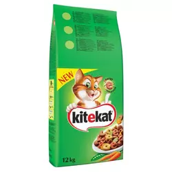 Kitekat suha hrana za odrasle mačke, govedina z zelenjavo, 12 kg