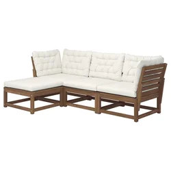 NÄMMARÖ Modularna sofa trosed, spolja, sa stoličicom svetlosmeđe bajcovano/Kuddarna svetla sivobež