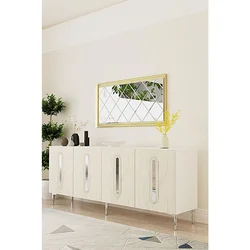 Hanah Home komoda Rany 180, 180 cm, bela / travertin / srebrna