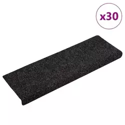 Prostirke za stepenice samoljepljive 30 kom 65x21x4 cm crne pravokutne rubove