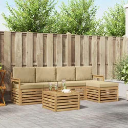 Set vanjskih sofa 6 pcs Bijela i bež 59 x 59 x 37 cm Poliester