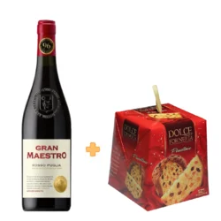 Cielo E Terra Crveno vino Rosso Puglia Gran Maestro, 0,75l + DOLCE FORNERIA Panettone, 500g