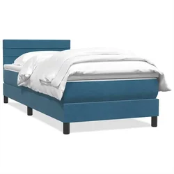 Vidaxl Box spring postelja z vzmetnico temno modra 80x220 cm žamet