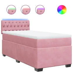 Vidaxl Box spring postelja z vzmetnico roza 90x190 cm žamet