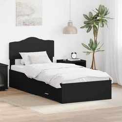 vidaXL Konstrukcija postelje Črna 75 x 190 cm Konstruiran les