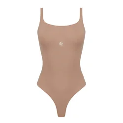 GOD SAVE QUEENS Bodi Second Skin Square-Neck Bodysuit svetlo rjava