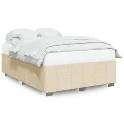 Vidaxl Posteljni okvir brez vzmetnice krem 140x190 cm blago