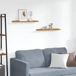 Polica na zidu Zidne 2 pcs Bež 60 x 9 x 3 cm Konstruirano drvo