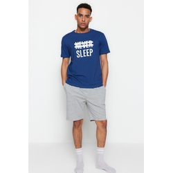 Trendyol Blue Knitted Summer Short Pajamas Set