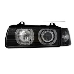 OEM Kristalni farovi Angel Eyes BMW E36 (96-00) 4d sedan, Crni