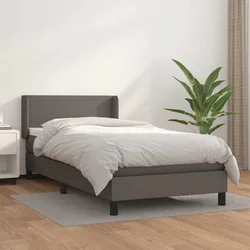 Vidaxl Box spring postelja z vzmetnico siv 100x200 cm umetno usnje