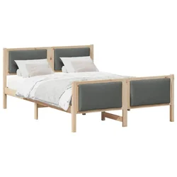 Vidaxl Konstrukcija postelje z vzglavjem Temno siva 135 x 190 cm blago