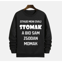 MAFIMI Muški duks Otkud meni ovaj stomak, Crni