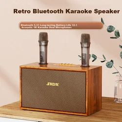 Saida Bluetooth karaoke zvučnik sa 2 mikrofona K58, USB, Braon