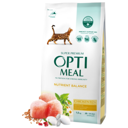 Optimeal Suva hrana za mačke, Piletina, 1.5kg