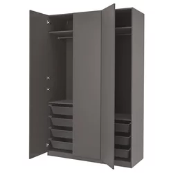 PAX / FORSAND Garderober, tamnosiva/tamnosiva, 150x60x236 cm