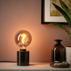 MARKFROST / MOLNART Stona lampa sa sijalicom, crna/sivo bistro staklo, 125 mm