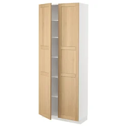 METOD Visoki element s policama, bela/Forsbacka hrastovina, 80x37x200 cm