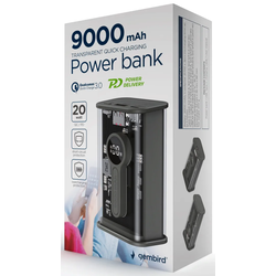 Gembird PB09-TQC3-01 Eksterana baterija, 9000 mAh, Crna