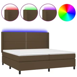 Krevet box spring s madracem LED tamnosmeđi 200x200 cm tkanina