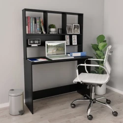 Radni stol s policama crni 110 x 45 x 157 cm od iverice