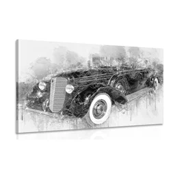 Slika zgodovinski retro sedan v črnobeli izvedbi - 90x60