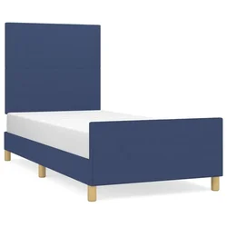 Vidaxl posteljni okvir brez vzmetnice Modra 100x200 cm Tkanina