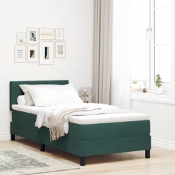 LED Box Spring Krevet s madracem Tamnozelena 90 x 190 cm Baršun
