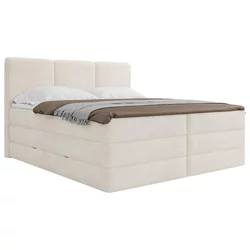 MID.YOU POSTELJA BOXSPRING 160 cm  x 200 cm , les, tekstil, leseni material krem barve
