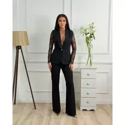 Squareonline Ženski komplet Lace Elegance, Crni