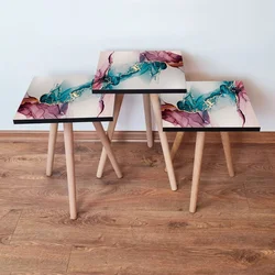 Hanah Home Set klub stočića 3Shp321, 3 komada, Tamnoplava