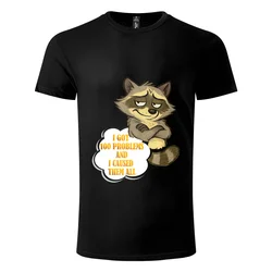 Majica sa štampom (unisex, crna) Rakun