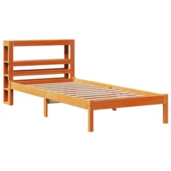Vidaxl Posteljni okvir z vzglavjem voščeno rjava 75x190 cm borovina