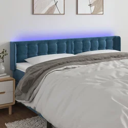 Vidaxl vidaXL Vzglavje postelje z LED diodo temno modro 203x16x78/88 cm žamet