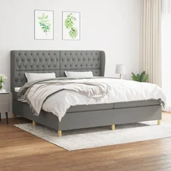 Vidaxl Box spring postelja z vzmetnico temno siv 200x200 cm blago