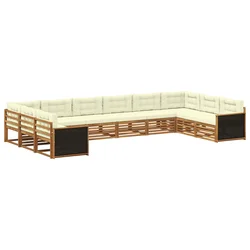 Setovi sofa s jastukom 10 pcs Čvrsto drvo akacije