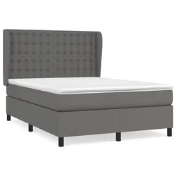 Vidaxl Box spring postelja z vzmetnico siva 140x190 cm umetno usnje