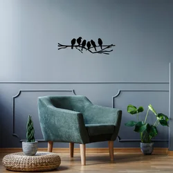 Atelier Del Sofa Zidna dekoracija Birds On The Branch, 21x70 cm, 1.5 cm, Crna