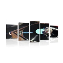 5-delna slika gramofon z vinil ploščo - 150x75