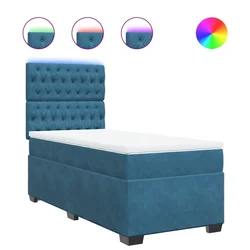 Vidaxl Box spring postelja z vzmetnico modra 80x200 cm žamet