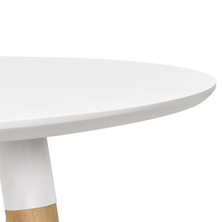 [en.casa]® Okrugli blagovaonski stol (bijeli) - sa 3 stolice (crna)