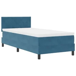 Vidaxl LED Box Spring Postelja Temno modra 90 x 190 cm Žamet