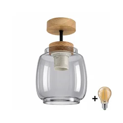 BRILAGI - LED Nadgradni plafonski luster R GLASS 1xE27/60W/230V prečnik 26 cm hrast/zadimljena siva