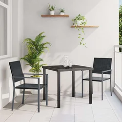 Vrtni set za objed 3 pcs Crna PE ratan