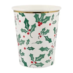 Papirnati kozarčki za enkratno uporabo v kompletu 8 ks Holly Pattern – Meri Meri