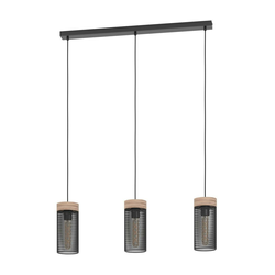 EGLO Viseća lampa KILNSDALE 3xE27 81 cm crna/drvo 43834